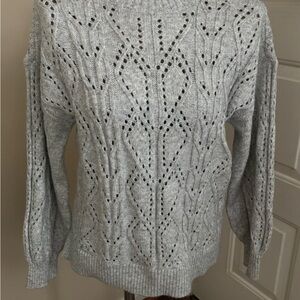 LOFT Light Gray Open Knit Women's Sweater